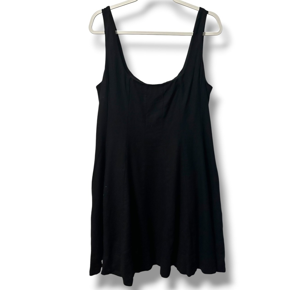 Bailey 44 Anthropologie Black Linen Blend Sleeveless Mini Dress 12 Quiet Luxury